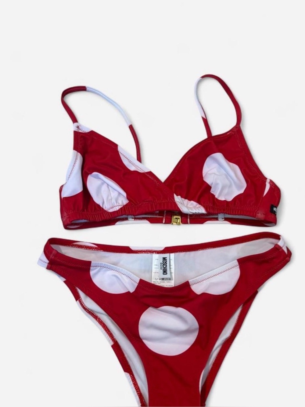 Moschino Flash Swim Red & White Polka Dot Bikini Set (no tags, missing padding)